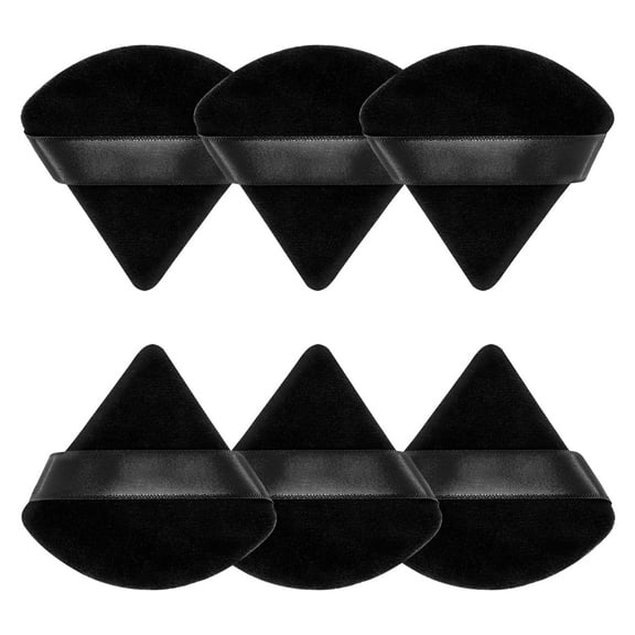 Huauoo 10 Pcs Triangle Velour Face Powder Puff Set with Case, Wet and Dry Use Beauty Makeup Tool