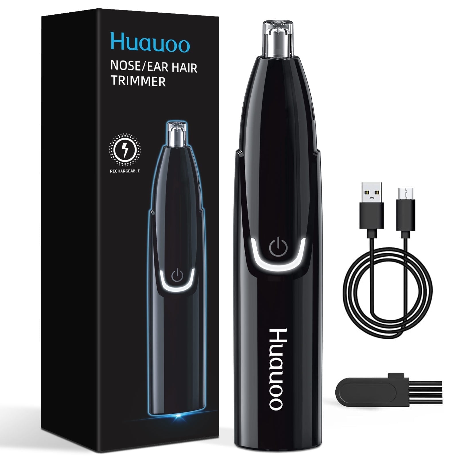 Huauoo Rechargeable Nose and Ear Trimmer, Unisex, Black