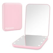 Huauoo Pocket Mirror, 1X/3X Magnification LED Compact Travel Makeup Mirror with Light