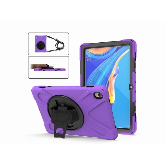 Huawei Mediapad M6 10.8 Case 2019 Three Layer Heavy Duty Shockproof Rugged Cover with 360 Degree Rotatable Stand and Hand Strap for Huawei Mediapad M6 10.8 inch 2019