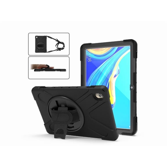 Huawei Mediapad M6 10.8 Case 2019 Three Layer Heavy Duty Shockproof Rugged Cover with 360 Degree Rotatable Stand and Hand Strap for Huawei Mediapad M6 10.8 inch 2019