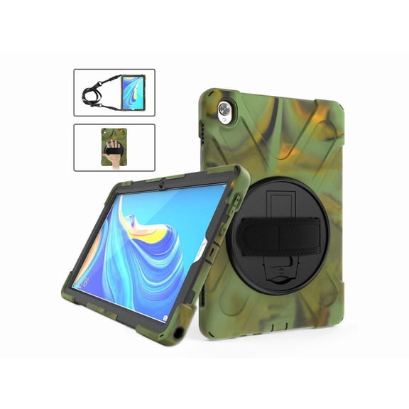 Huawei Mediapad M6 10.8 Case 2019 Three Layer Heavy Duty Shockproof Rugged Cover with 360 Degree Rotatable Stand and Hand Strap for Huawei Mediapad M6 10.8 inch 2019