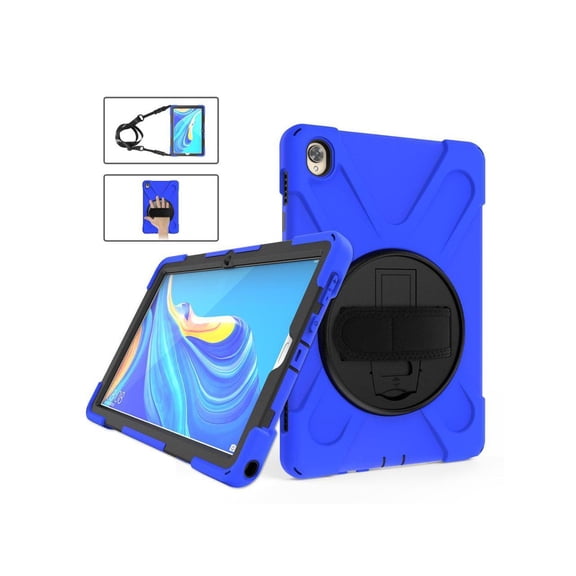 Huawei Mediapad M6 10.8 Case 2019 Three Layer Heavy Duty Shockproof Rugged Cover with 360 Degree Rotatable Stand and Hand Strap for Huawei Mediapad M6 10.8 inch 2019