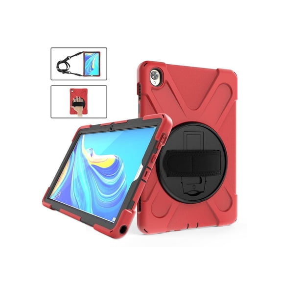 Huawei Mediapad M6 10.8 Case 2019 Three Layer Heavy Duty Shockproof Rugged Cover with 360 Degree Rotatable Stand and Hand Strap for Huawei Mediapad M6 10.8 inch 2019