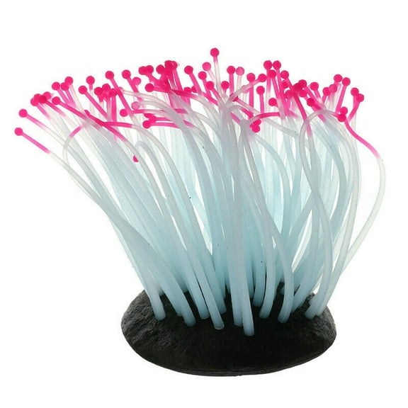 Huayishang Aquarium Accessories Clearance, Aquarium Fish Tank Luminous Sea Anemone Artificial Coral Ornament Decoration Home Decor Red