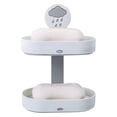 thumbnail image 1 of Huayishang Bathroom Shelf Double Layer Soap Rack Bathroom Drain Soap Box Suction Cup Soap Rack Wall Mounted Storage Rack White, Kitchen Essentials Clearance Sale White, 1 of 3