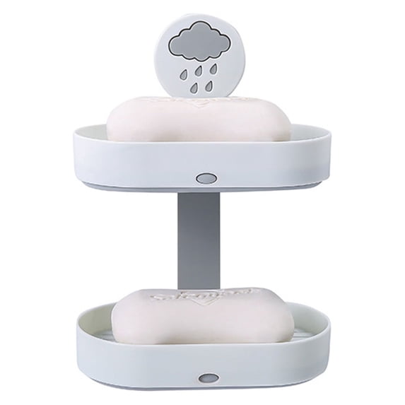 Huayishang Bathroom Shelf Double Layer Soap Rack Bathroom Drain Soap Box Suction Cup Soap Rack Wall Mounted Storage Rack White, Kitchen Essentials Clearance Sale White
