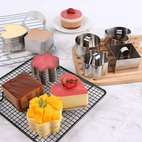 Huayishang Cake Pop Mold Baking Tools Stainless Steel Cake Mold Four-Piece Set, Kitchen Essentials Clearance Sale Silver