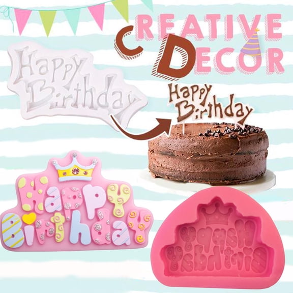 Huayishang Cake Pop Mold Silicone Letter Happy Birthday Cake for Chocolate Cake Mould, Kitchen Essentials Clearance Sale Pink