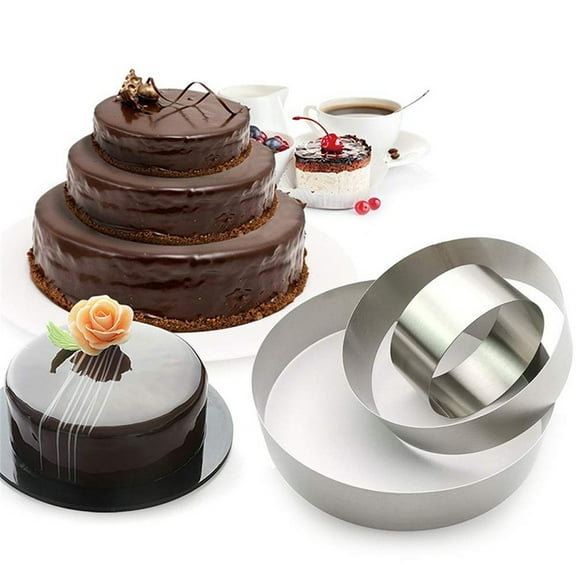 Huayishang Cake Pop Mold Stainless Steel Round Mousse Ring Diy Cake Mold Set Baking Tools Biscuit Mold 3-Piece Set, Kitchen Essentials Clearance Sale Silver