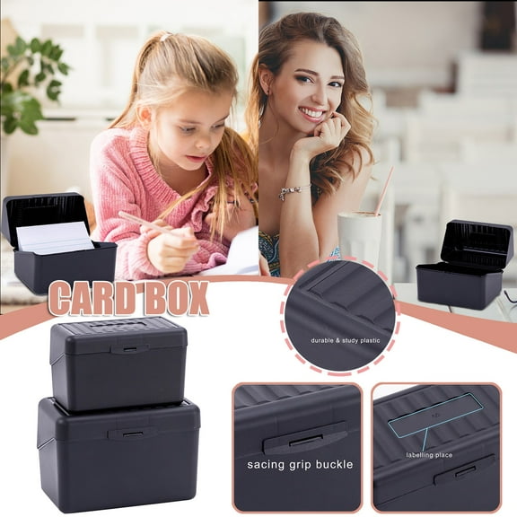 Huayishang Card Holder Clearance, Index Card Holder Index Card Box Notecard Box Flash Card Holder Index Organizer Organization and Storage Black