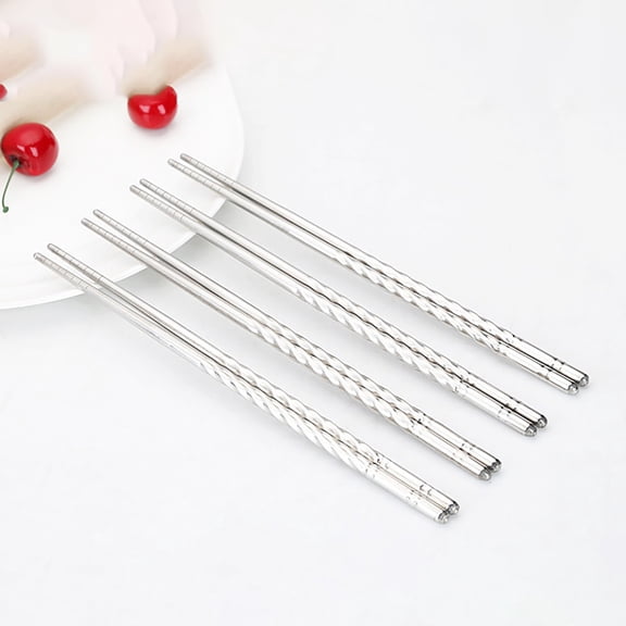 Huayishang Chopsticks Reusable Chopsticks 5 Pair Metal Reusable Korean Chinese Stainless Steel Sticks, Kitchen Essentials Clearance Sale Grey
