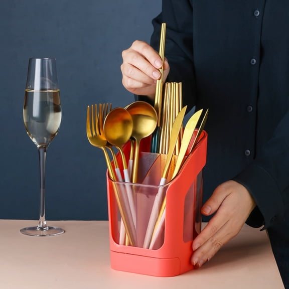 Huayishang Chopsticks Reusable, Kitchen Essentials Clearance Sale Kitchen Utensil Holder for Countertop Multifunctional Draining Chopstick Cage Standing Cutlery Storage Organizer