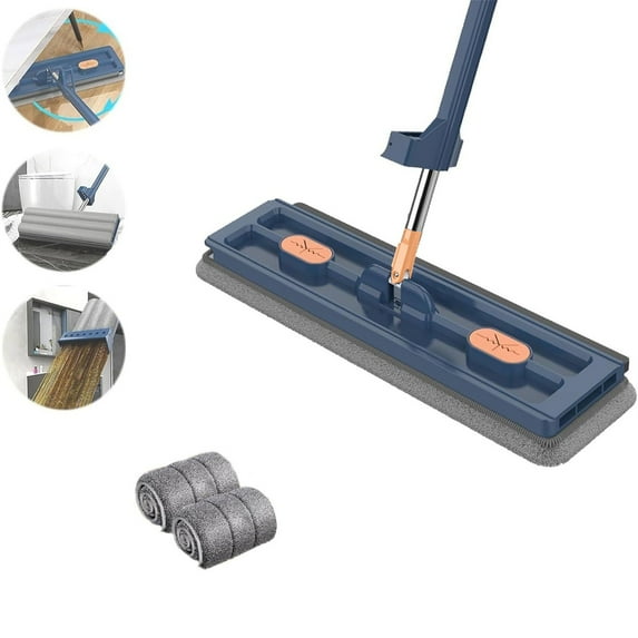 Huayishang Cleaning Brush, Kitchen Essentials Clearance Sale New Large Flat Mop Strealinem Mop with 2 Microfiber Pads Independent Liquid Tank and Scraper 360 Rotating Wet and Dry