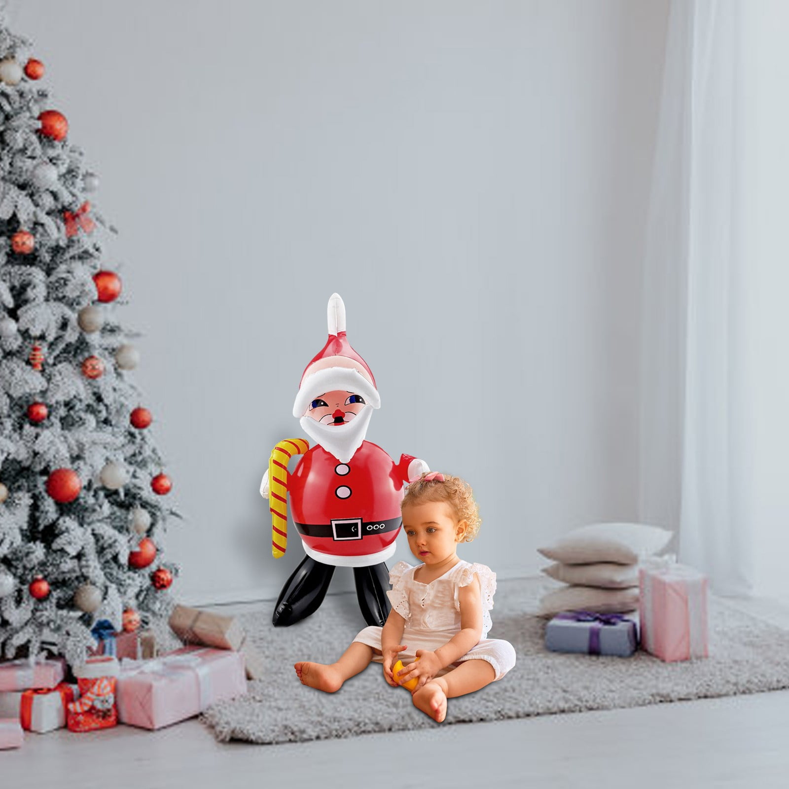 Huayishang Clearance 1Pc Christmas Ornament + 1Pc Inflatable Pump, Desktop Dress up Clearance Sale, Pvc Inflatable Santa Doll, Christmas Ornaments, Christmas Outdoor Inflatable Decoration - with Inf