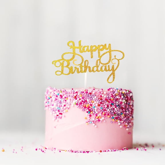 Huayishang Clearance 5Pcs Birthday Cake Decoration Gold, Desktop Dress up Clearance Sale, 5X Birthday Cake Decoration Set Gold