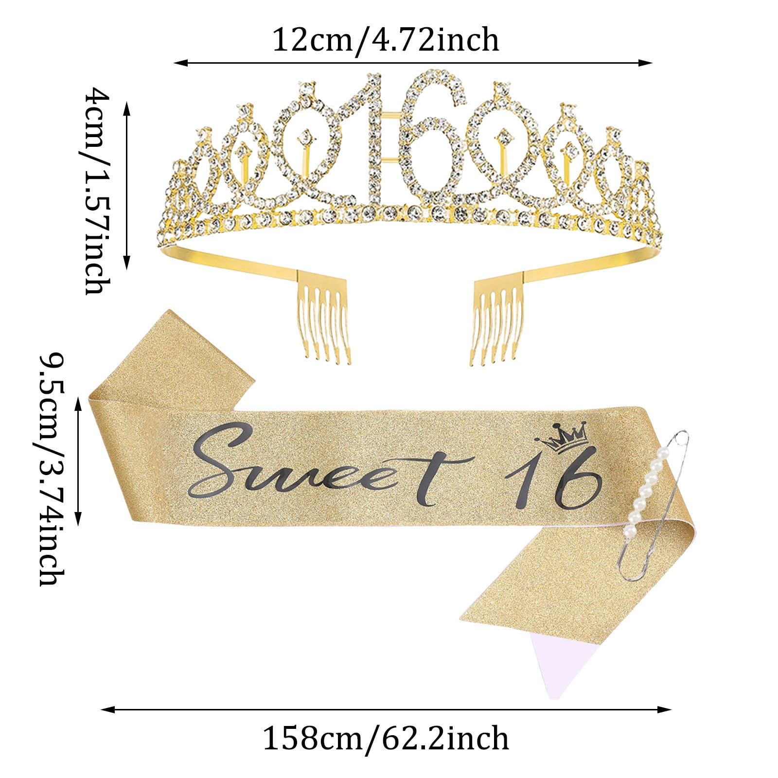 Huayishang Clearance Pearl Pin Birthday Shoulder Strap Crown 3 Piece