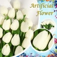 thumbnail image 1 of Huayishang Clearance Tulip Artificial Decorative Flowers Solid Color 10Pc Creamy White, Household Imitation Clearance Sale, 10Pc Artificial Flowers, 1 of 4
