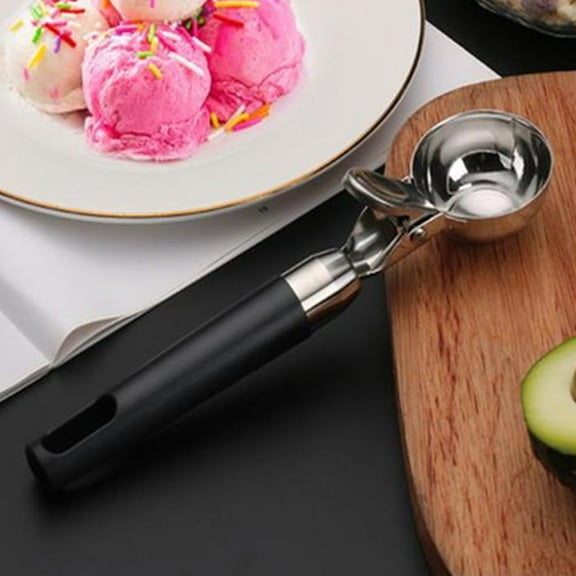 Huayishang Cooking Utensils Stainless Steel Pop-Up Ice Cream Scoop Fruit Scoop Black, Kitchen Essentials Clearance Sale Black