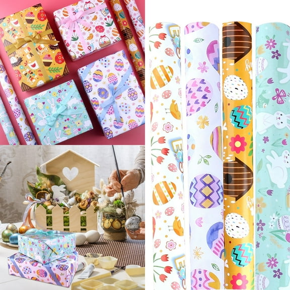 Huayishang Easter Basket Clearance, Easter Gift Wrapping Paper Rabbit Year Gift Wrapping Paper Rabbit Coated Paper Packaging Home Essentials