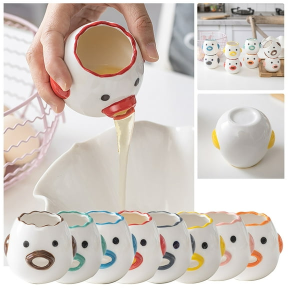 Huayishang Egg Separator for Raw Eggs Clearance, Upgrade Egg Yolk White Separator Food Grade Ceramics Egg Sperator Tool for Kitchen Gadget Cooking Tool Egg Strainer Mayonnaise Kitchen Gadgets Blue