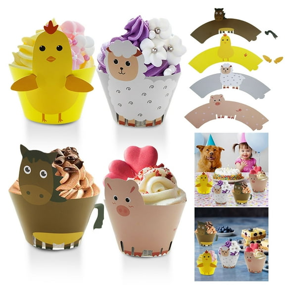 Huayishang Egg Tart Cup Cupcake Wrappers, Fun Cake Decorations for Kids Birthday Party (Four Little Animals), Kitchen Essentials Clearance Sale