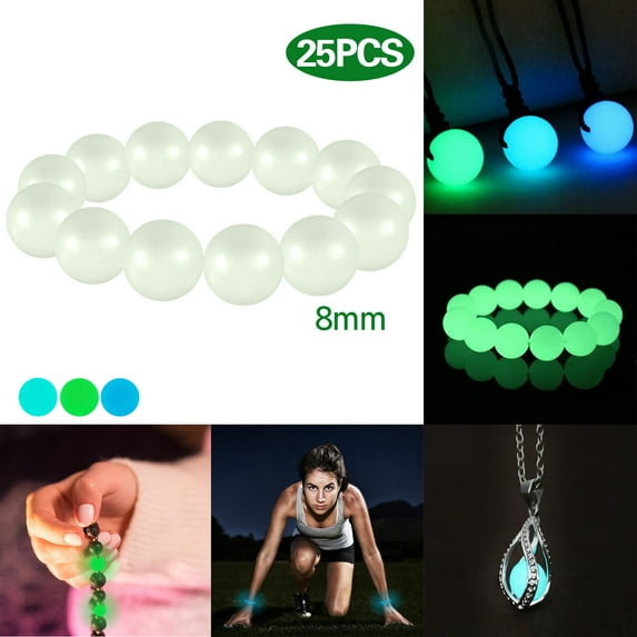 Huayishang Glow in The Dark Party Supplies Clearance, Solar Stone Beads Diy Charm Smooth Beads Bracelet Necklace Making Ornaments Green