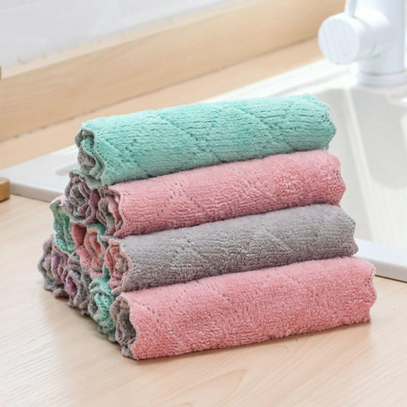 Huayishang Household Rags Absorbent Clean Cloth Wiping Rag Dish Towel Home Kitchen Sink Wipe Corals, Kitchen Essentials Clearance Sale