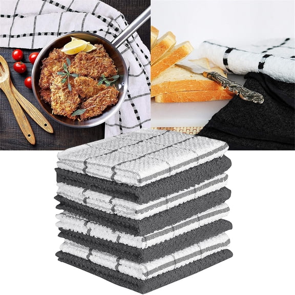 Huayishang Household Rags Cotton Kitchen Dishcloth Gray 8 Piece Checkered Cotton Thickened Kitchen Absorbent Cloth, Kitchen Essentials Clearance Sale Pink