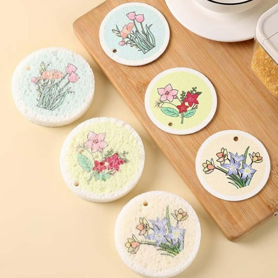 Huayishang Household Rags, Kitchen Essentials Clearance Sale 2024 New Kitchen Sponges for Dishes Non Scratch Sponge Scrub Cleaning Colorful Compressed Natural Cellulose Sponges For