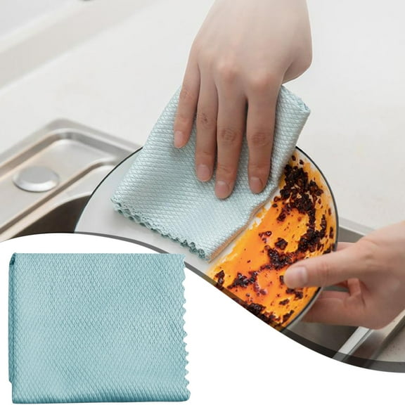 Huayishang Household Rags, Kitchen Essentials Clearance Sale Glass Cleaning Cloth Fish Pattern Fish Scale Cloth Absorbs Water and is Not Easy to Shed Hair Kitchen Stubborn Stains Cloth