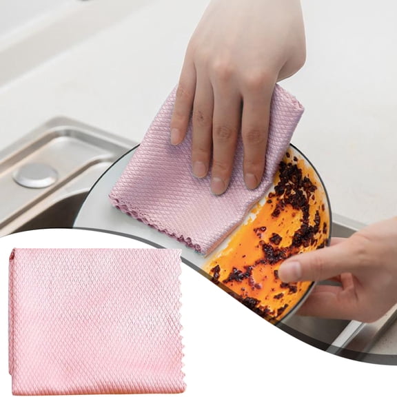 Huayishang Household Rags, Kitchen Essentials Clearance Sale Glass Cleaning Cloth Fish Pattern Fish Scale Cloth Absorbs Water and is Not Easy to Shed Hair Kitchen Stubborn Stains Cloth