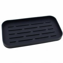 Huayishang Kitchen Drain Rack Sink Strainer Bar Silicone Outflow Pad Drying Mat Dish Kitchen Thick Counter Deep Grooves Dry Filter Rack, Kitchen Essentials Clearance Sale Black