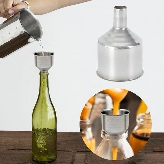 Huayishang Kitchen Funnel Stainless Steel Small Funnel Pot Matching Metal Mini Household Funnel Oil Leak 1Pc, Kitchen Essentials Clearance Sale Silver