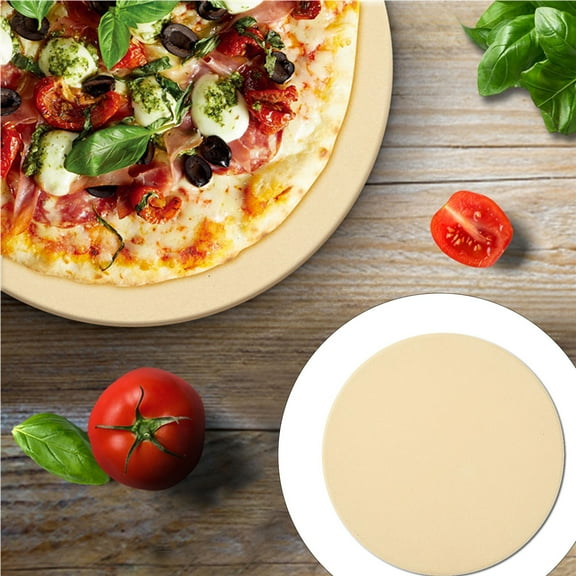Huayishang Kitchen Ice Tray Round Plate 13In Beige for Barbecue Cordierite Pizza Suitable Kitchen，Dining & Bar, Kitchen Essentials Clearance Sale Beige