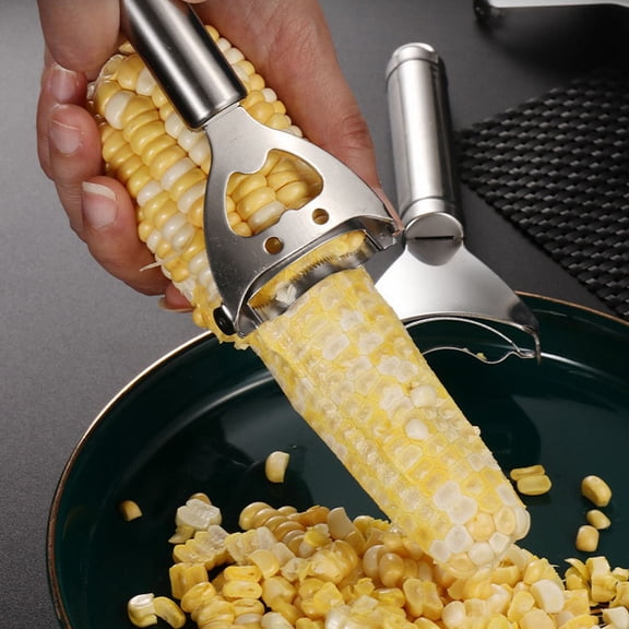 Huayishang Kitchen Peeler, Kitchen Essentials Clearance Sale Kitchen Gadgets 430 Stainless Steel Corn Shavel Peeler Corn Cutter Manual Fruit and Vegetable Tool Household Convenient