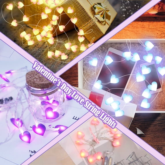 Huayishang Led Lights Clearance, 3 M 20 Lights Led Light String Led Fabric Love Heart Light String Room Decoration Light Romantic Heart Romantic Confession String Light Valentines Day Decor Purple
