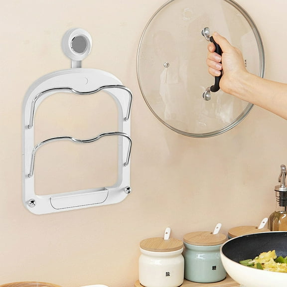 Huayishang Locker Shelf Abs & Wall Mounted Pot Lid Holder Suction Cup Kitchen Organizer with Anti Slip Features for and Cooking, Kitchen Essentials Clearance Sale White