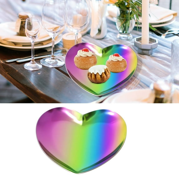 Huayishang Locker Shelf Gold Heart Shaped Jewelry Storage Tray Stainless Steel Candy Dessert Tray Colorful, Kitchen Essentials Clearance Sale Camouflage