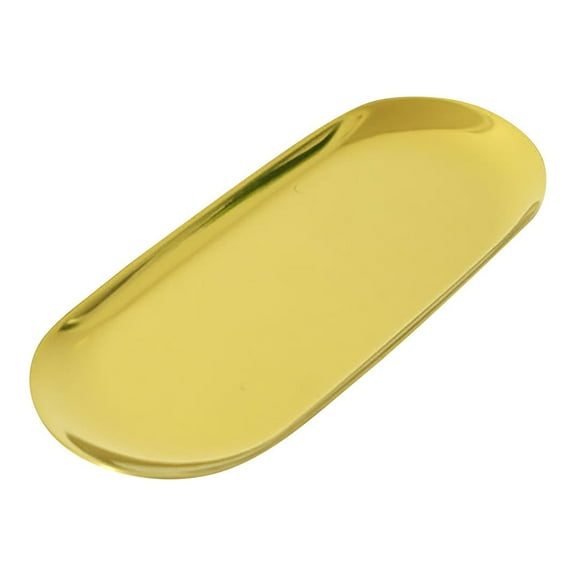 Huayishang Locker Shelf Stainless Steel Oval Plate Jewelry Rack Metal Tray Dessert Plate Storage Plate Gold Large, Kitchen Essentials Clearance Sale