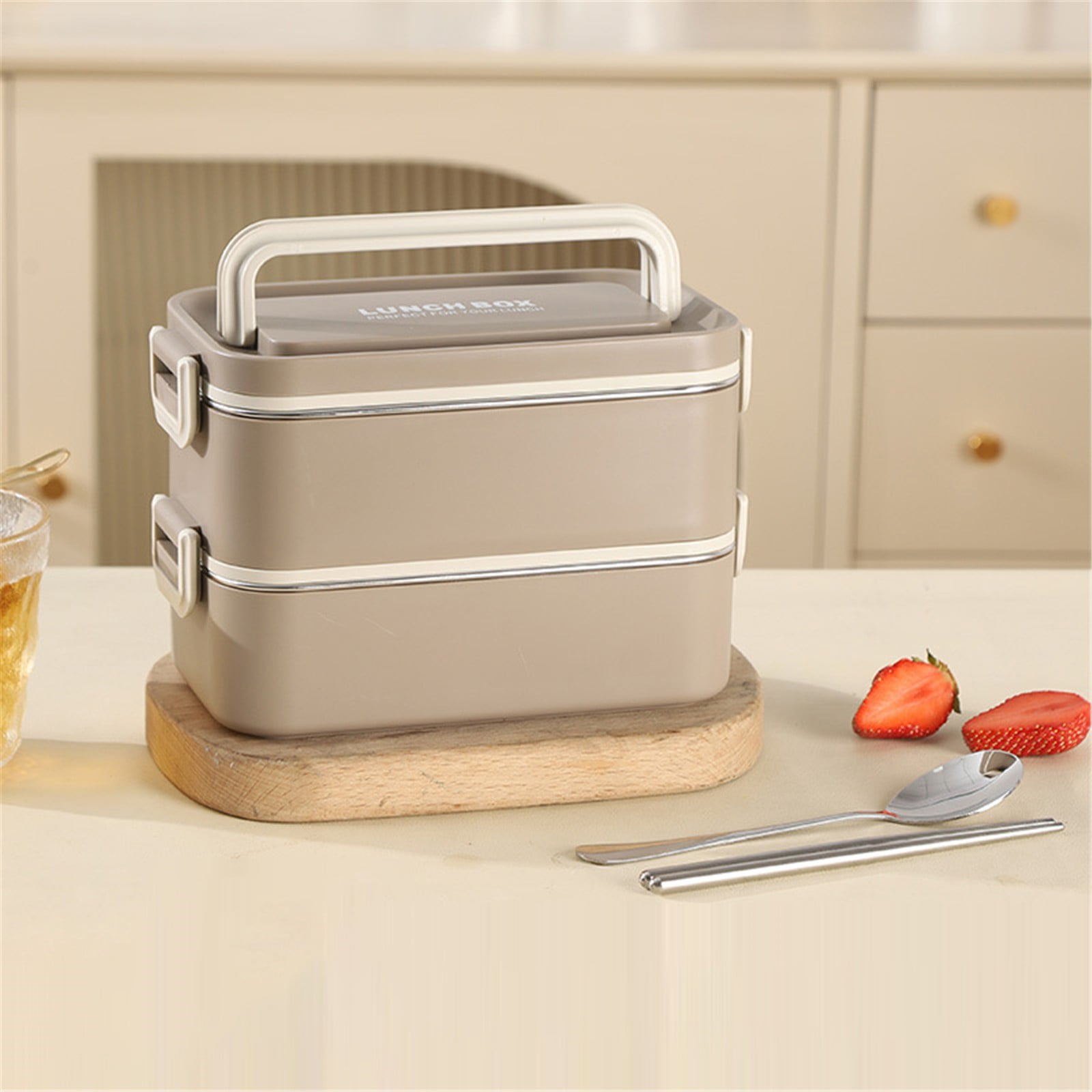 Huayishang Lunch Box for Women, Kitchen Essentials Clearance Sale Box Lunchbox for Adults 3 Stackable Containers Modern Minimalist Design and Leak Proof Features for Work School And