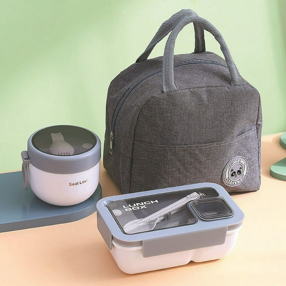 Huayishang Lunch Box for Women Student Lunch Box Set (Hc5227 Rectangular + Hy600A Oatmeal Cup Plastic + Insulation Bag) - White, Kitchen Essentials Clearance Sale White