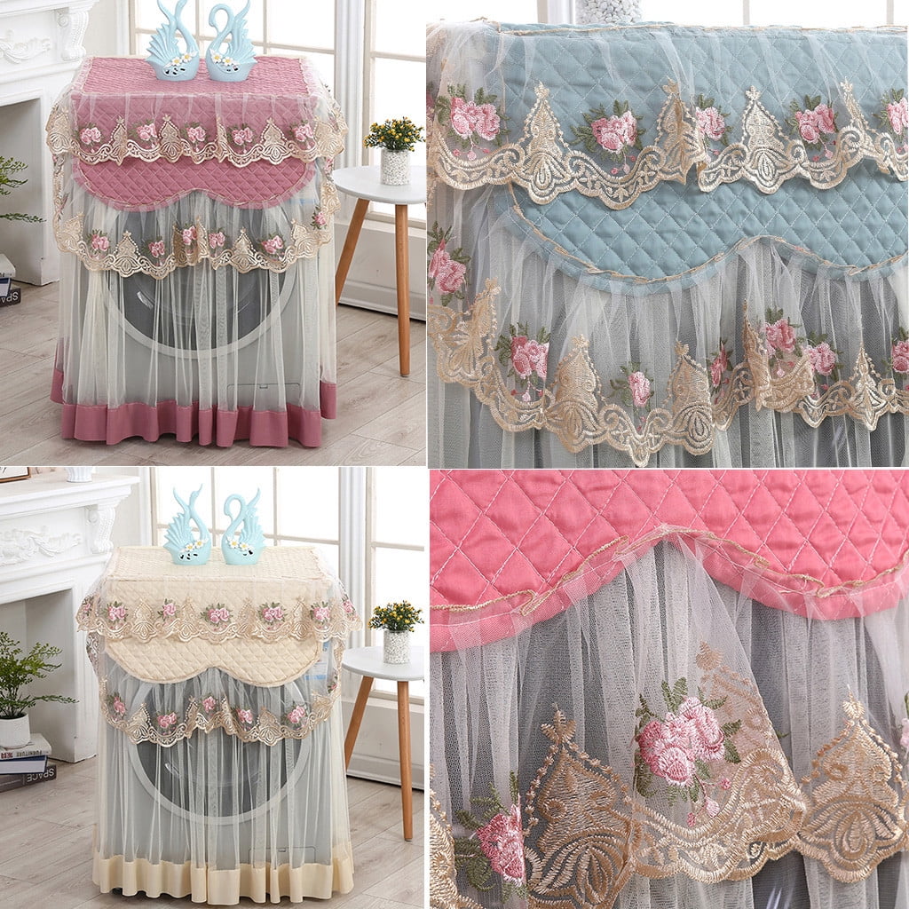 Huayishang Patio Furniture Covers Clearance, Lace Ruffle Floral Washing Machine Dust Cover