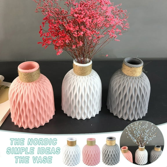 Huayishang Plant Pots Clearance, Home Decoration Plastic Retro Vase Flower Arrangement Vase Flower Milan Flower Garden Supplies Gray