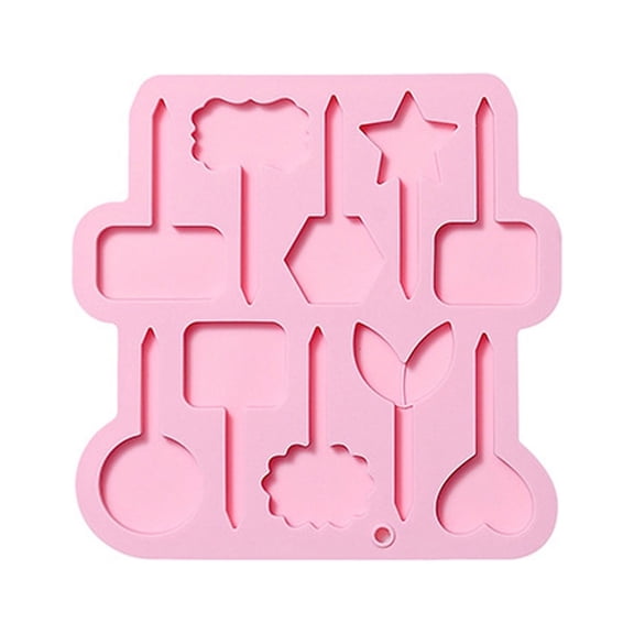 Huayishang Plastic Embossing Mold 10 Different Cake Decoration Card Insert Mold Birthday Homemade Chocolate Candy Insert Silicone Mold Pink, Kitchen Essentials Clearance Sale Pink