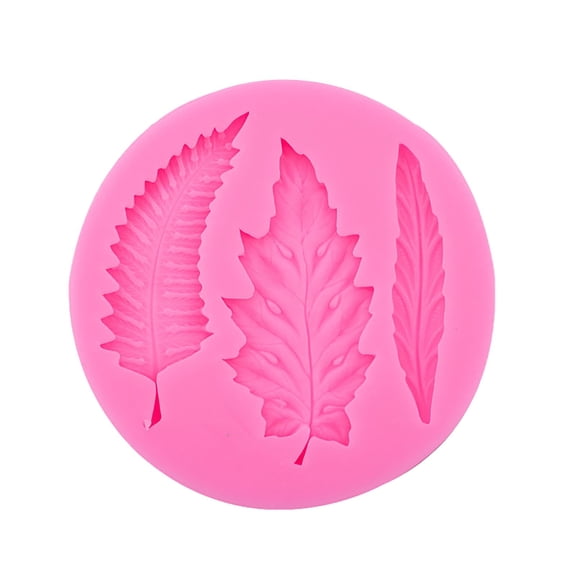 Huayishang Plastic Embossing Mold Diy Leaf Shape 3 Leaf Silicone Mold Cake Chocolate Fondant Tool Dripping Clay, Kitchen Essentials Clearance Sale Pink