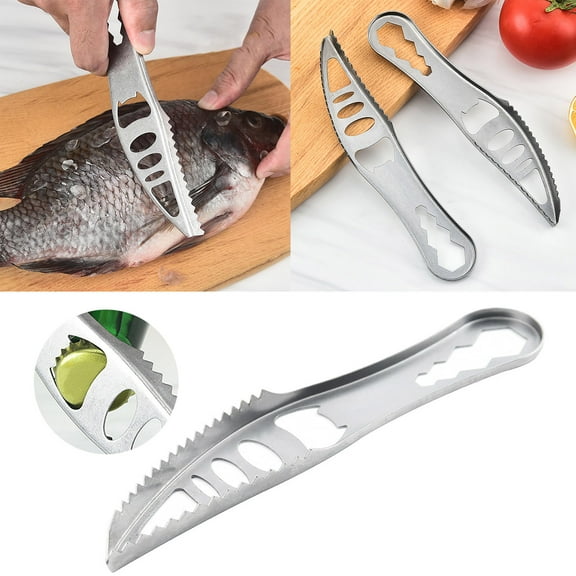 Huayishang Polishing Stone Fish Scale Stainless Steel Fish Scale Scraper Peeler Peeler Peeler Seafood Fish Scale Peeling Exfoliating Fish Brush, Kitchen Essentials Clearance Sale Silver