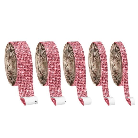 Huayishang Room Decor Clearance, Crystal Rhinestone Diamond Ribbon,Self Adhesive Sticker Diy Car Decoration Sticker Glitter Rhinestones Crystal Gemss Stickers Crafts Decoration Ribbon Pink 1