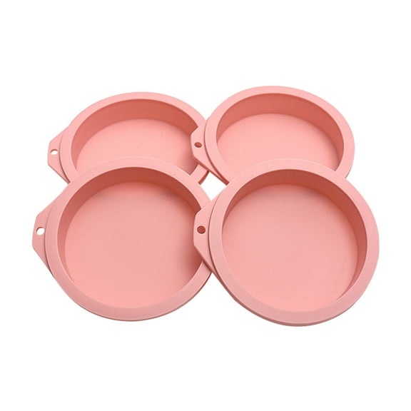 Huayishang Silicone Molds Silicone Chiffon Cake Mold Round Cut-Free Layered Rainbow Mousse Cake Baking Tools 4 Inch 2.5Cm Sakura Pink 4 Pack, Kitchen Essentials Clearance Sale