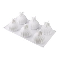 Huayishang Silicone Molds Spiral Shape Cake Mold 6-Cavities Onion Shape Dessert Ice Cream Baking Mould, Kitchen Essentials Clearance Sale White